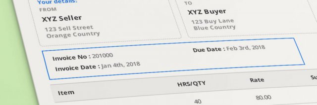 invoice number, issue date & due date
