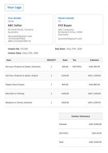 Australia Invoice Template 