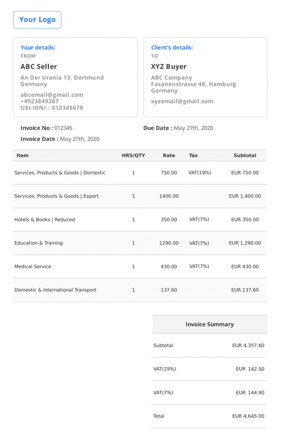 Germany Invoice Template