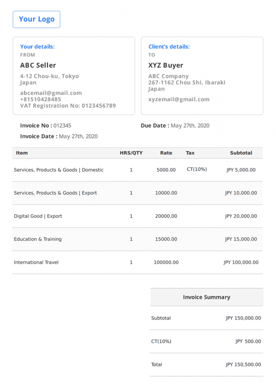 Japan Invoice Template