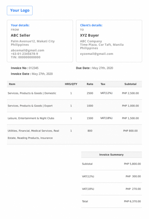 Philippines Invoice Template | 📃 Free Invoice Generator
