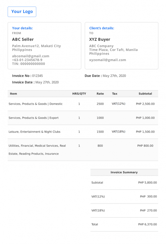 Tax Invoice Template 📃 Free Invoice Generator
