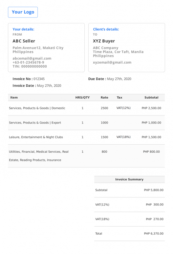 Sales Invoice Template pulp