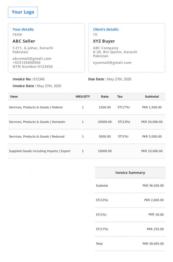 pakistan invoice bill maker with template free bill generator online