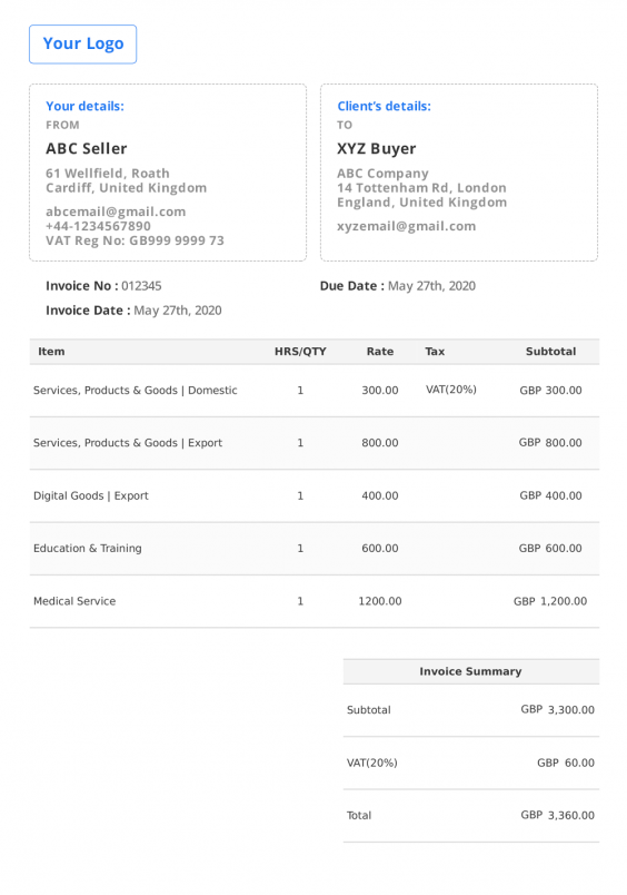 UK Invoice Template