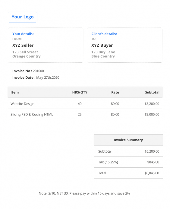 generate simple invoices